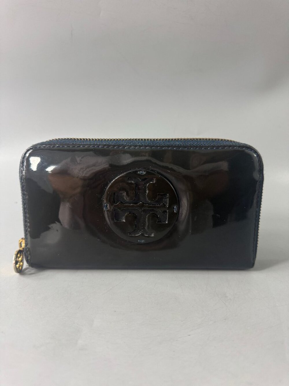 Tory Burch Women's Dark Brown Patent Leather Continental Zip-Around Wallet